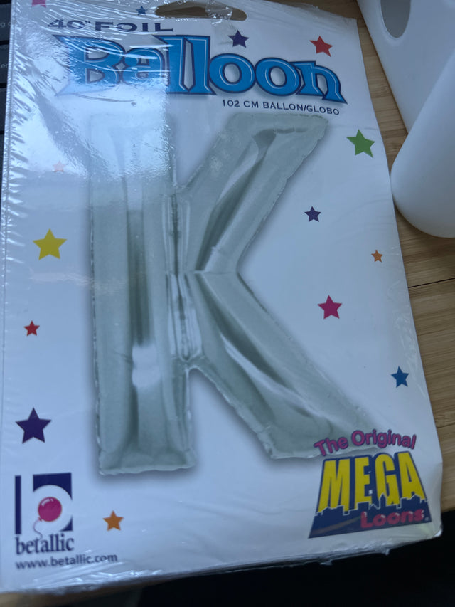 34” Betallic letter “K” - Silver