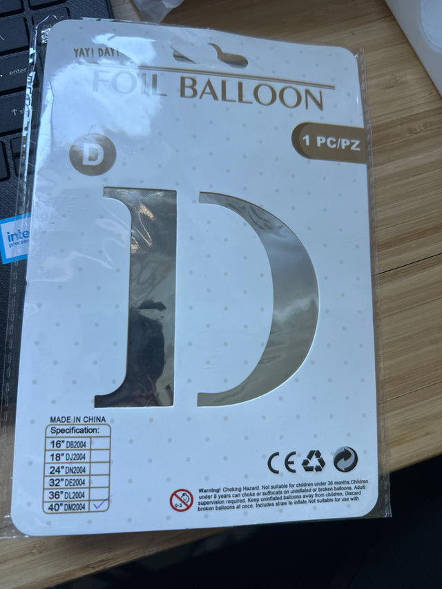 40” Letter D - Silver - Yay Day